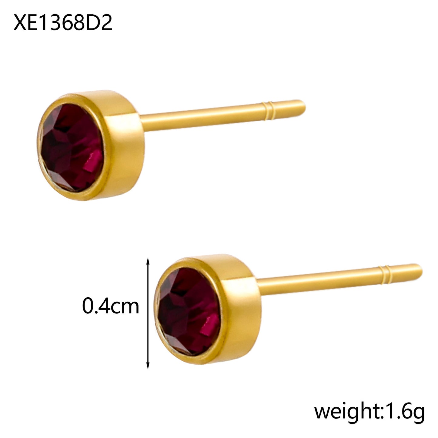 Stainless Steel Gold-plated Birthday Stone Constellation Diamond Bone Nail