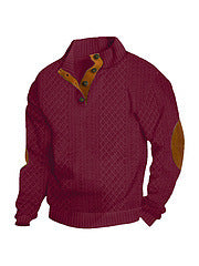 Stand Collar Long Sleeve Jacquard Knitted Pullover Sweater LadyShow.Store