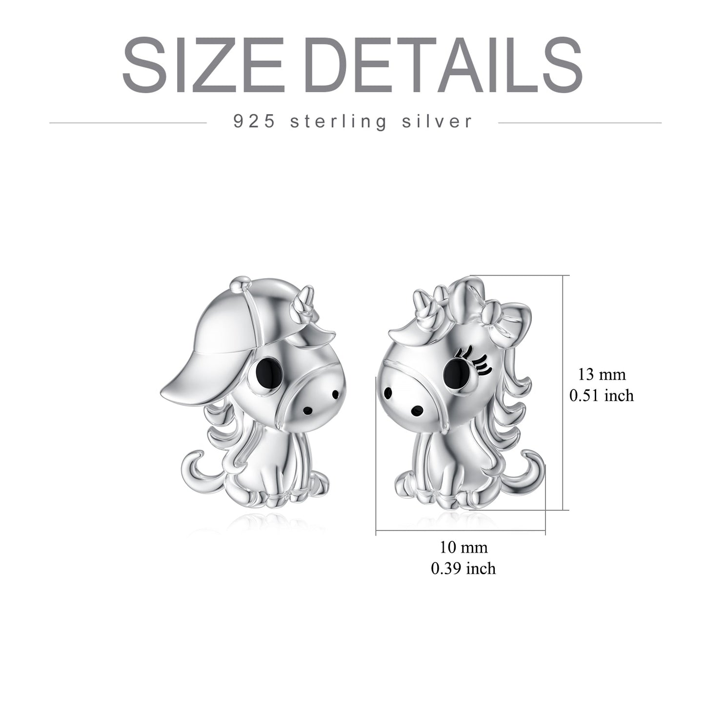 Unicorn Earrings in Sterling Silver Cute Gift for Girls LadyShow.Store