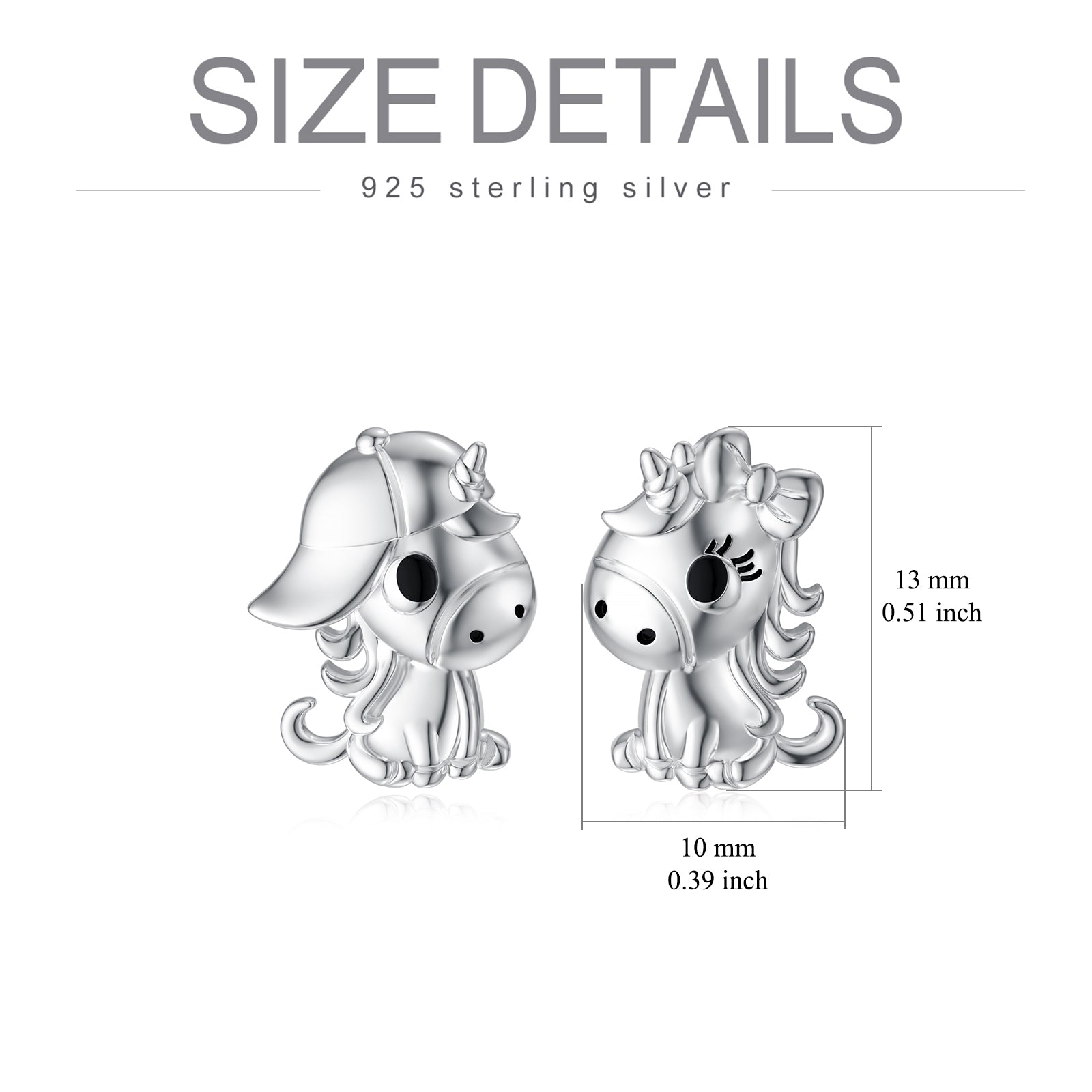 Unicorn Earrings in Sterling Silver Cute Gift for Girls LadyShow.Store