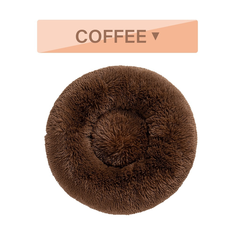 Fluffy Donut Dog Bed  Warm Soft Long Plush Pet Cushion Dog House Cat  Bed Washable Pet Sofa Mat Calming Samll Large Dog Beds Best YouTube Store