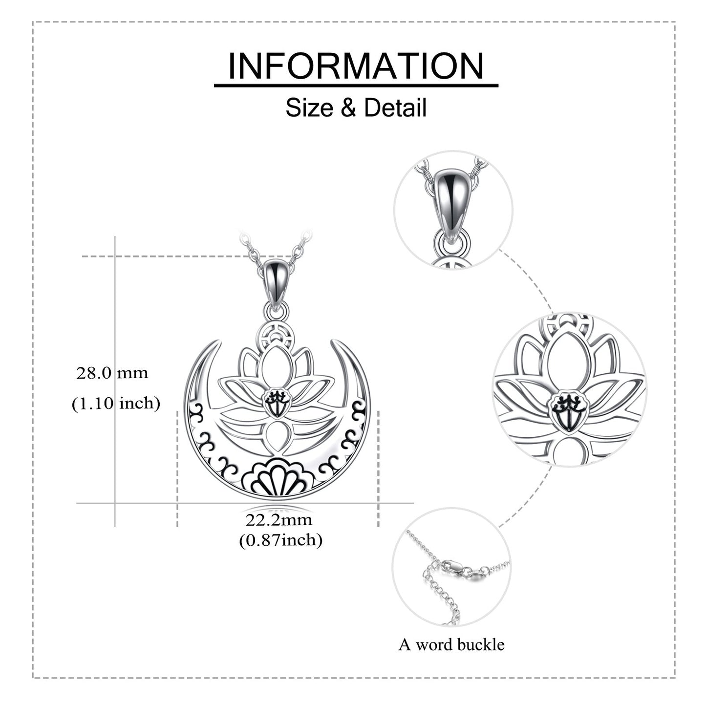 Lotus Flower Symbol Yoga Necklace Sterling Silver Sanskrit Symbol  Balancing Jewelry LadyShow.Store