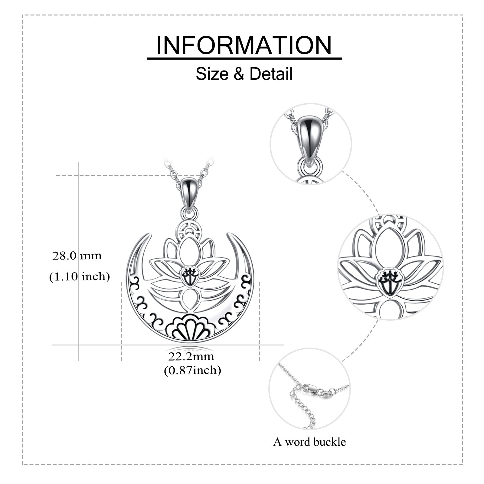 Lotus Flower Symbol Yoga Necklace Sterling Silver Sanskrit Symbol  Balancing Jewelry LadyShow.Store