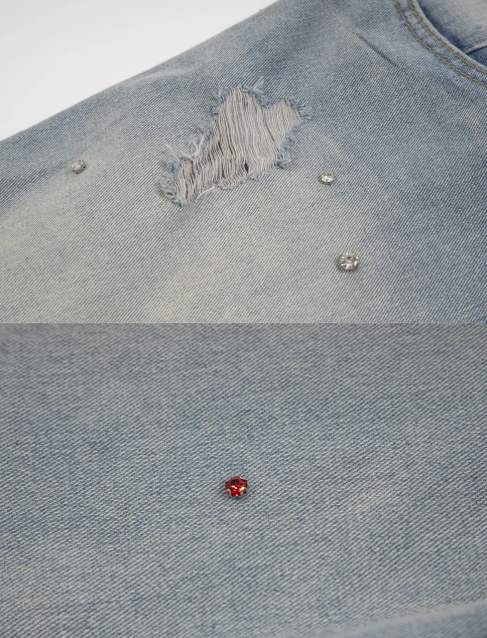 Ripped Denim Shorts Pi-Mart