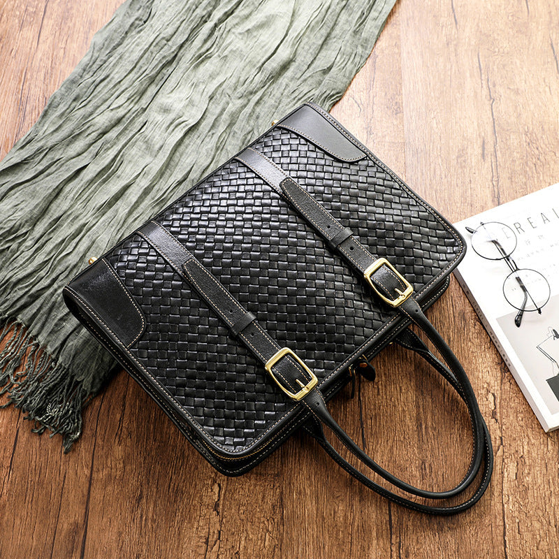 Women's Hand-woven Handbag Vegetable Tanned Full-grain Leather Cowhide LadyShow.Store