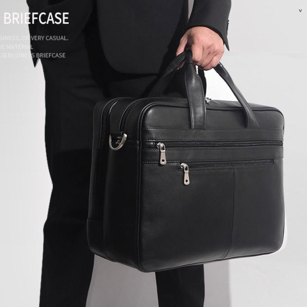 Leather Handbag Briefcase Napa Leather Comfortable Texture Men's Real-leather Bag LadyShow.Store