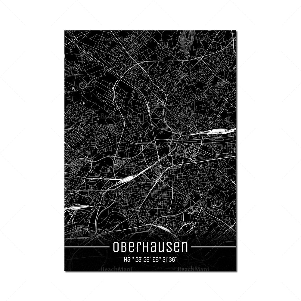 Map Black Line Poster Canvas Painting Home Decor Wall Art PearlNestDecor.com