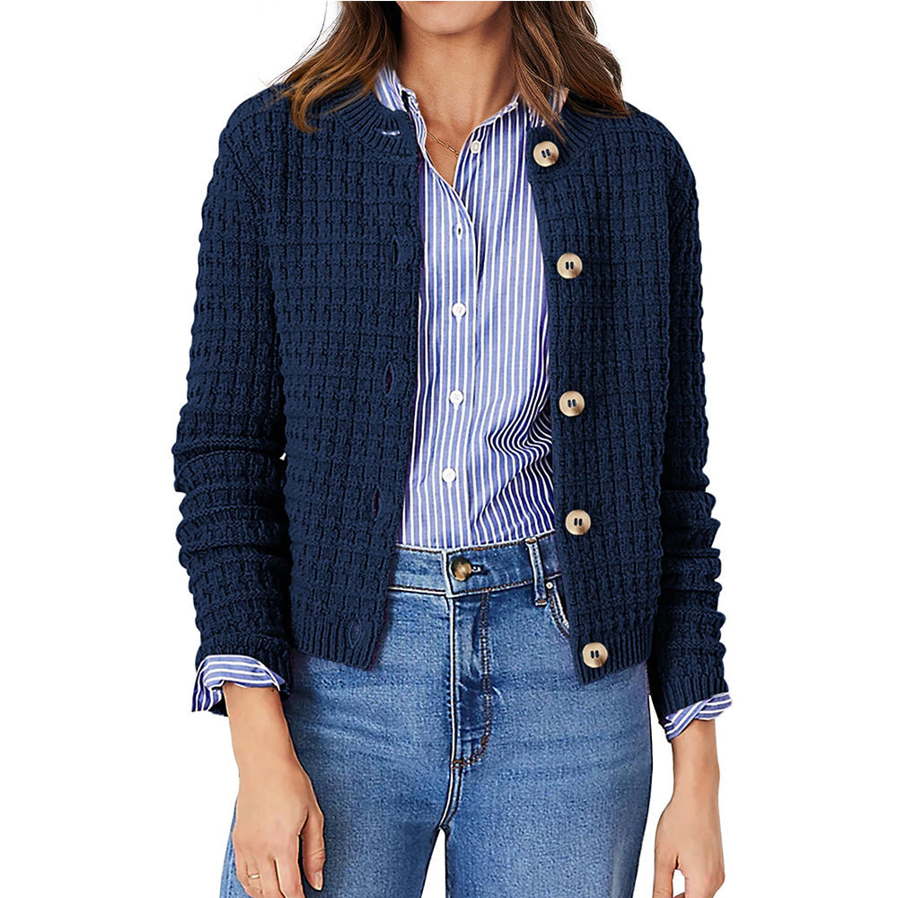 Women's Solid Color Commute Knitted Cardigan Casual Sweater Coat LuxuryLifeWay Online Store