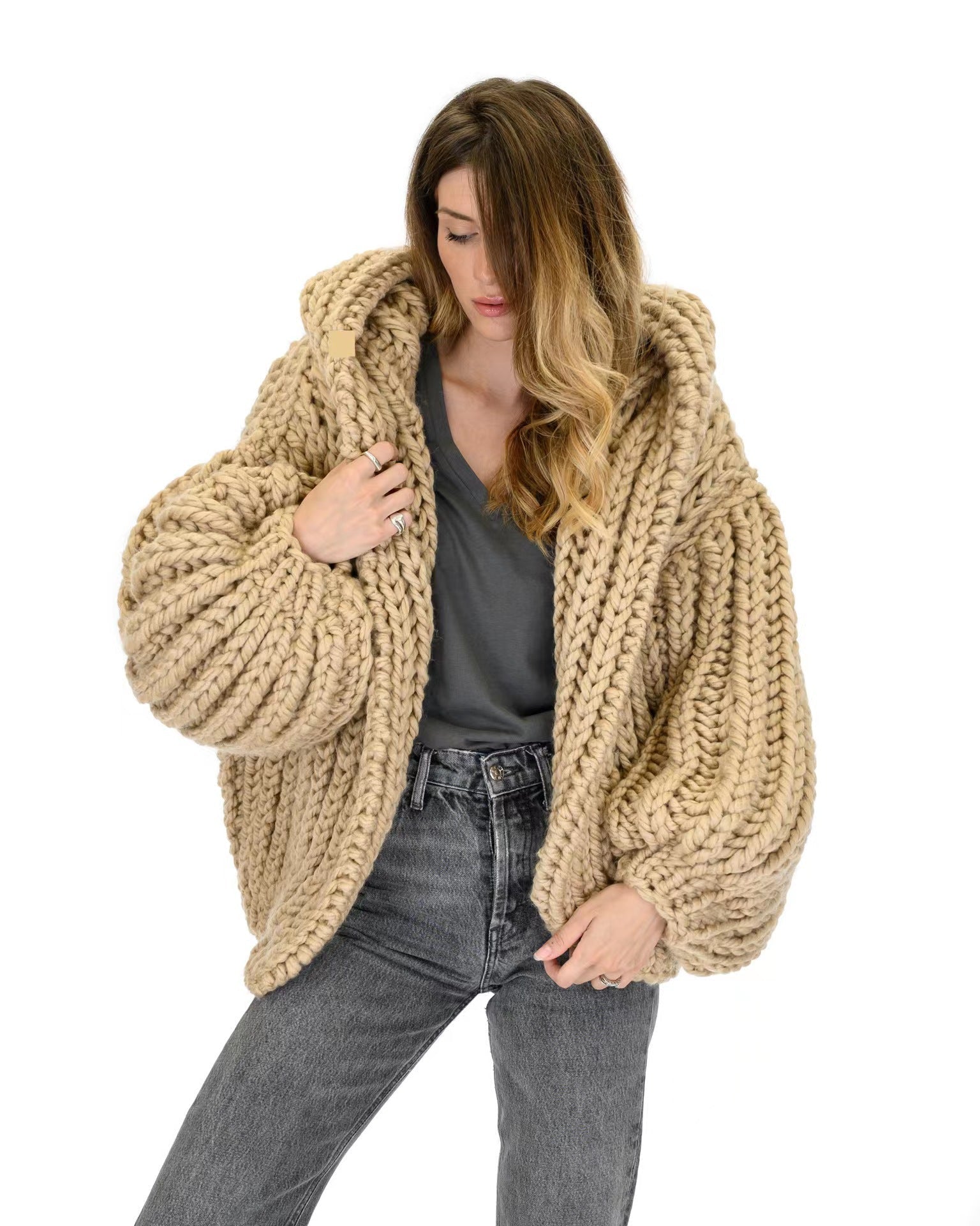 Women's Loose And Lazy Style Hooded Cardigan Sweater Best YouTube Store