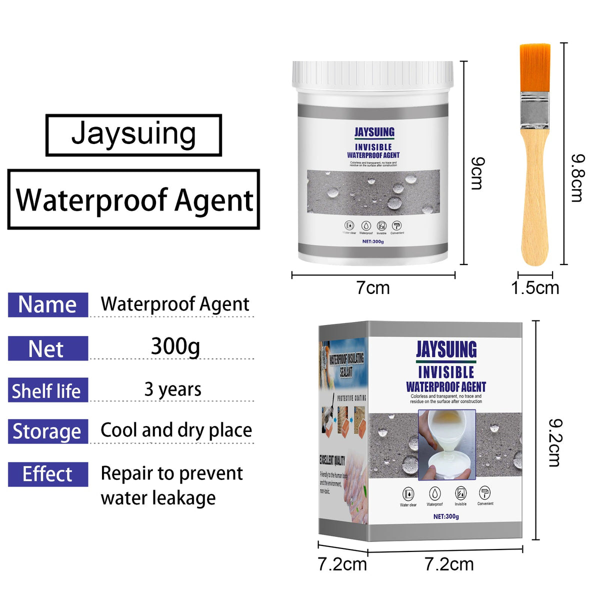 Transparent Waterproof Adhesive 300g Plus Brush  1bottle Tri Light Beauty