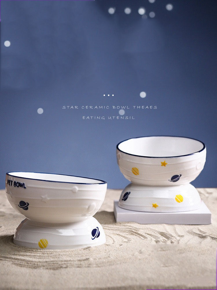 Ceramic Slanted Tall Cat Food Bowl Pets Fashion