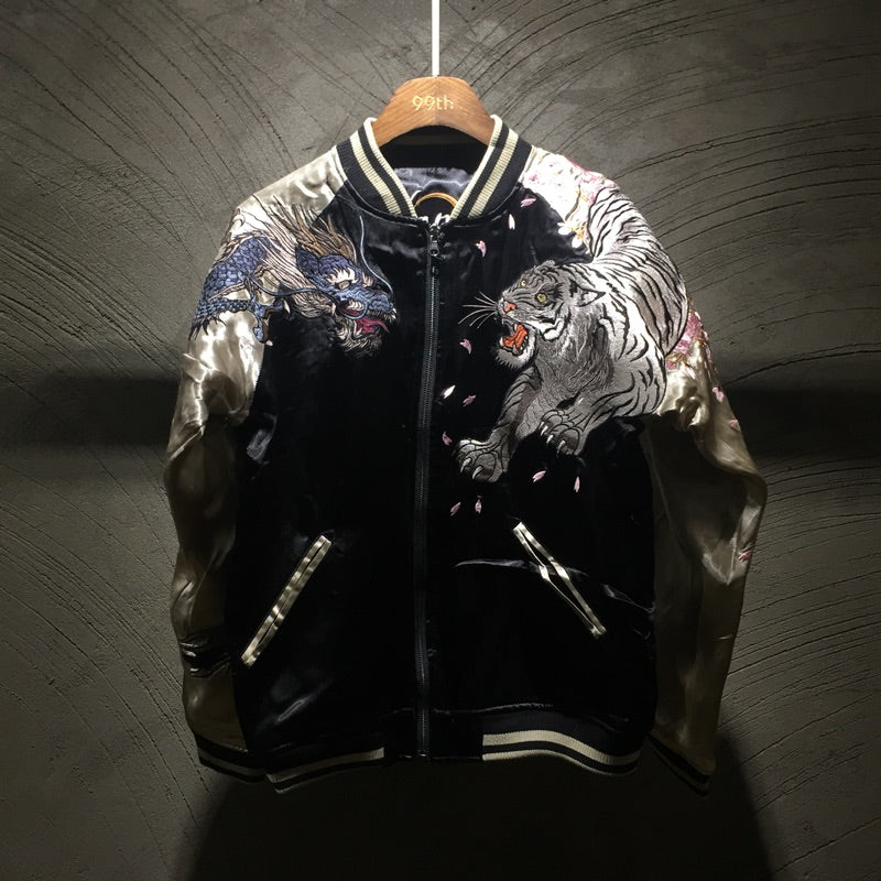 Men's Double-Sided Embroidered Jacket with Four Gods Pi-Mart