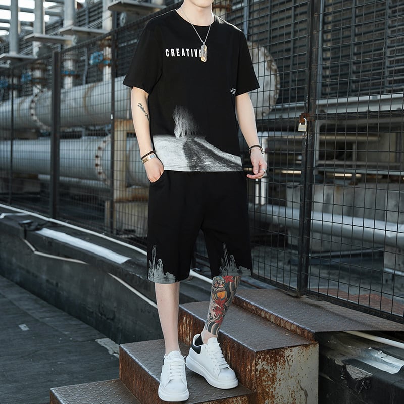 Men's Loose Ice Silk Half Sleeve T-shirt Pi-Mart