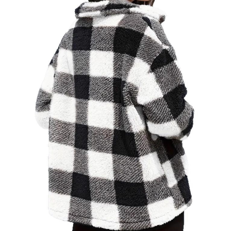 Color-blocked Plaid Jacket Fashion Lapel Pockets Single-breasted Coat Spring Fall Clothing For Women NorixaFashion.com