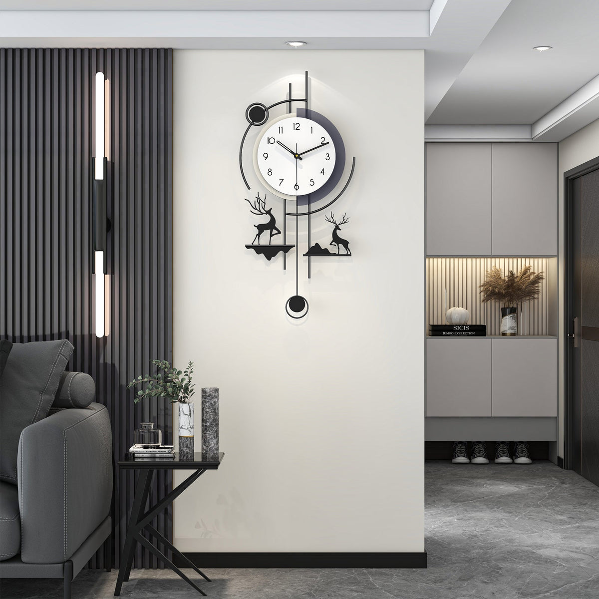 Modern Abstract Wall Clock Metal Decorative Pendulum Home Decor Design PearlNestDecor.com