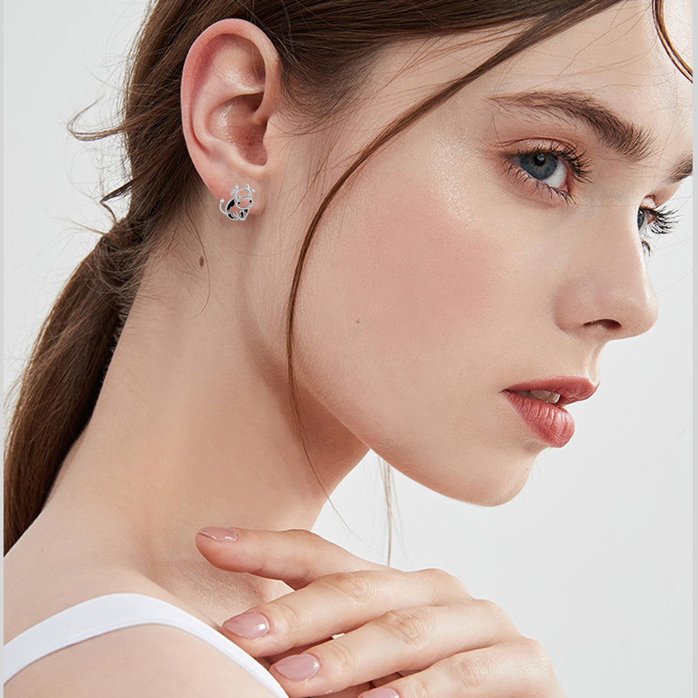 Cow Earrings 925 Sterling Silver Cow Stud Earrings for Women Cow Gifts for Birthday LadyShow.Store