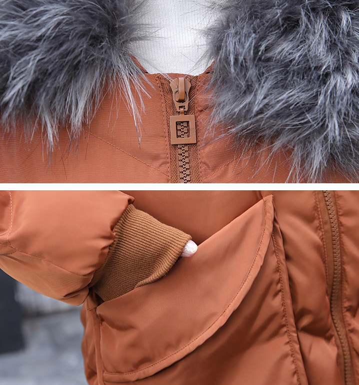 Maternity Cotton Jacket with Hood and Fur Collar Pi-Mart