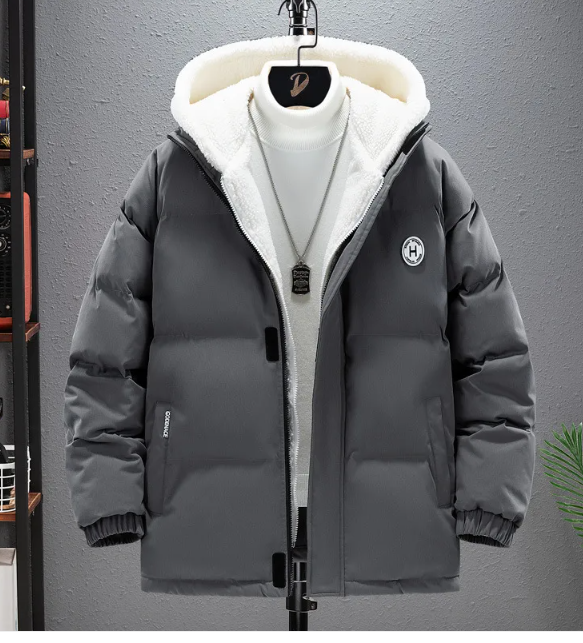 Berber Fleece Coat Cotton-padded Coat Men's Fake Two Pieces Hooded Cotton Jacket Thick Warm Pi-Mart