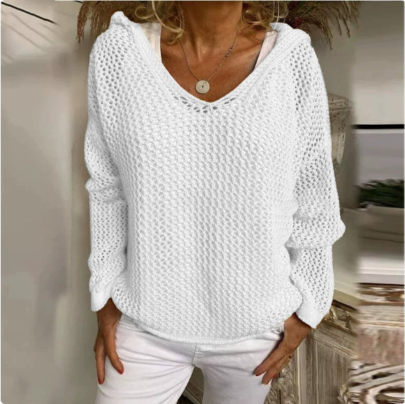 Sun Protection Knitted Hooded Sun Protection Clothing Hooded Thin Loose Sweater NorixaFashion.com