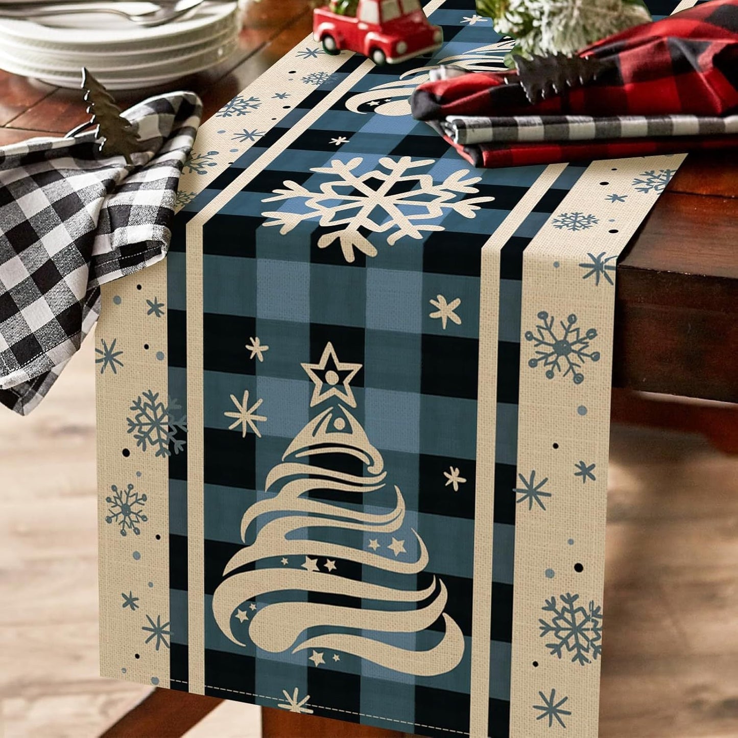 Christmas Trees Merry Xmas Table Runner, Seasonal Winter Holiday Kitchen Dining Table Decoration For Indoor Outdoor Home Party Decor 13 X 72 Inch PearlNestDecor.com