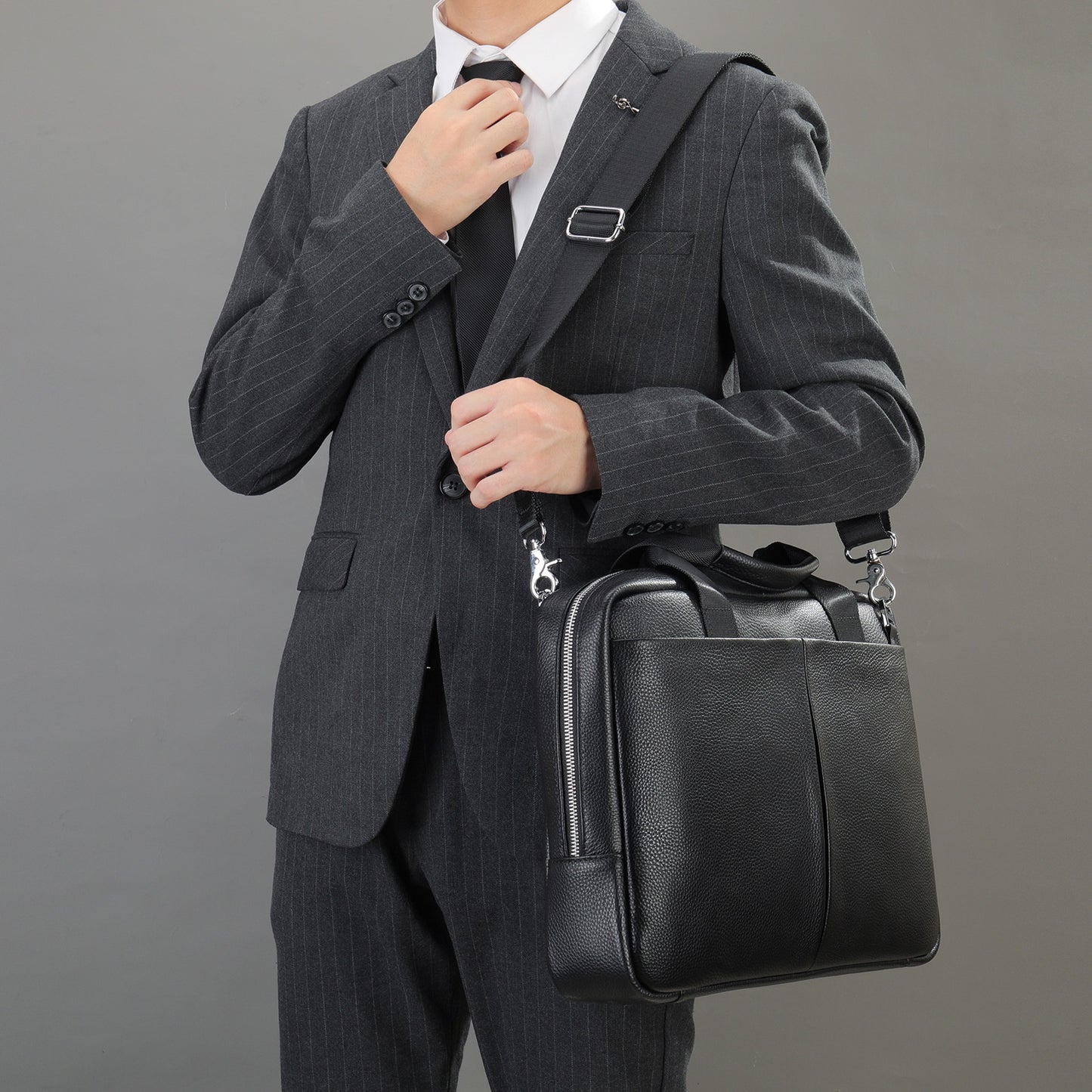 Genuine Leather Large Capacity Briefcase Men's Horizontal First Layer Cowhide Computer Storage Bag CJD