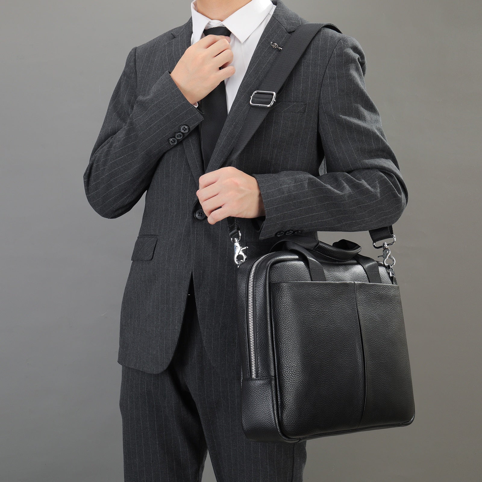 Genuine Leather Large Capacity Briefcase Men's Horizontal First Layer Cowhide Computer Storage Bag CJD