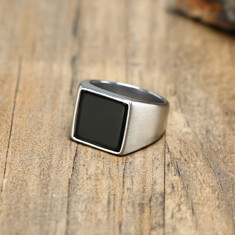 Stainless Steel Square Signet Ring Pi-Mart