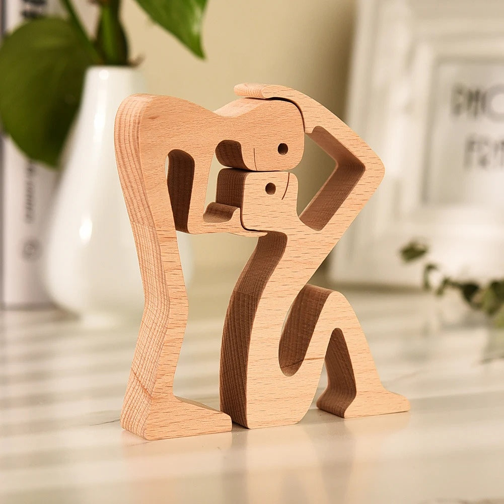DIY Figurine Wood Dog Ornament Sculpture Home Decoration A Man A Dog Wood Sculpture Christmas Gifts Model Decor PearlNestDecor.com