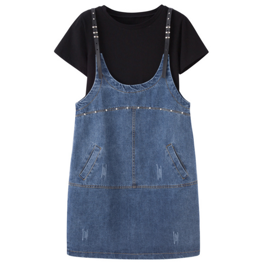 Chic Plus Size Denim Dress Set for Spring/Summer Pi-Mart