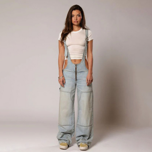 Loose Fit Denim Overalls Pi-Mart