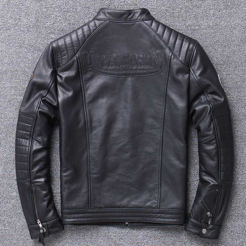 Men's Genuine Leather Motorcycle Jacket - Slim Fit Design Pi-Mart