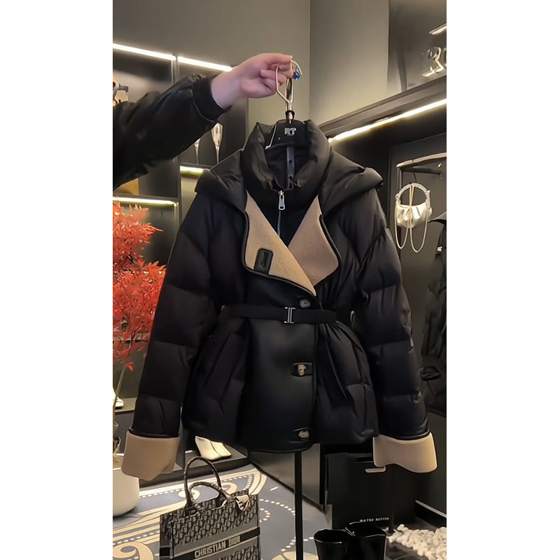 Women's Fashion Black Pure Cotton Coat