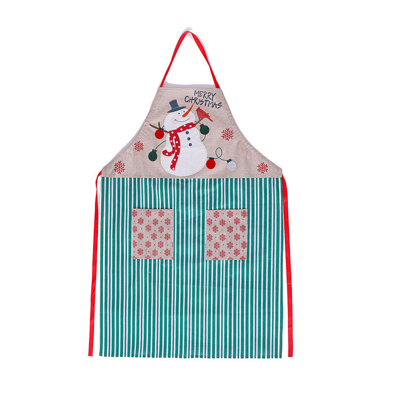 Santa Linen Apron Creative Kitchen Cleaner Sleeveless PearlNestDecor.com