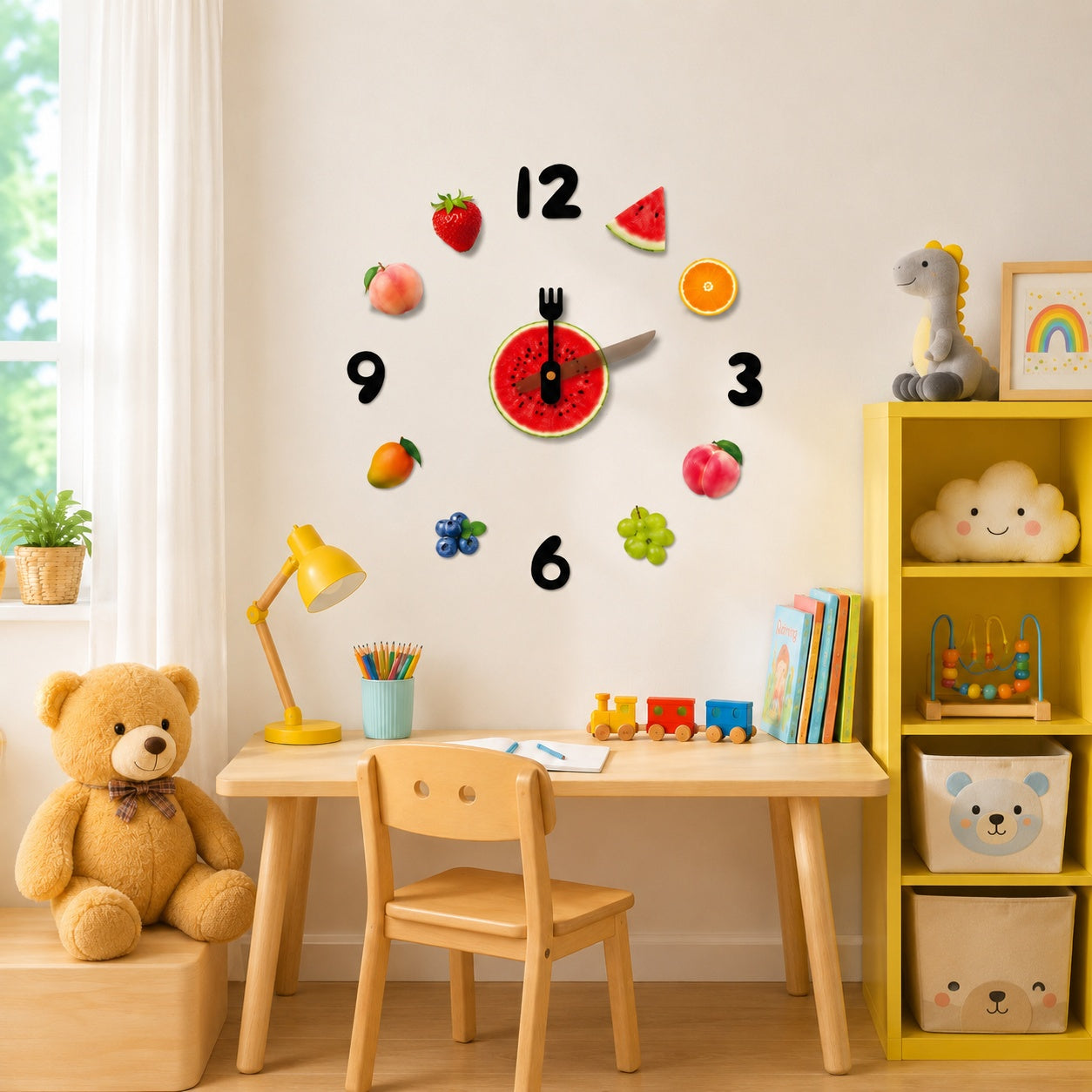 Fruit Decor Magnetic Fridge Wall Clock PearlNestDecor.com
