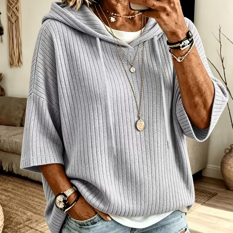 Solid-color Hoodie With Double Hoods And A Drawstring NorixaFashion.com