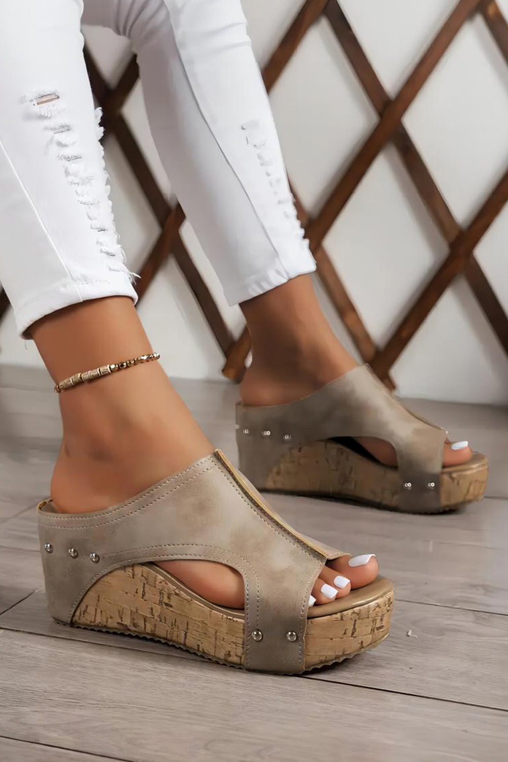 Gianna Pu Leather Wedge Slippers LuxuryLifeWay Online Store