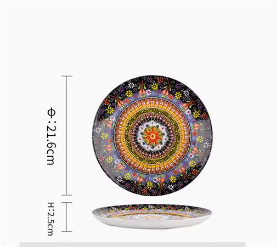 Underglaze Ceramic Tableware Bohemian Household Dishes LadyShow.Store