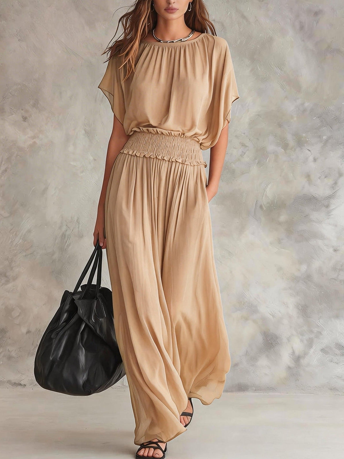 2026 Summer European Style Slim Waist Elegant And Precise Long Dress Set NorixaFashion.com