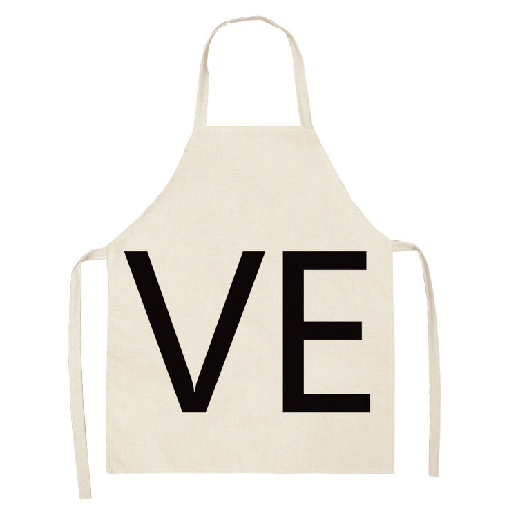 Letter Linen Apron Kitchen Stain-resistant Sleeveless Coverall PearlNestDecor.com
