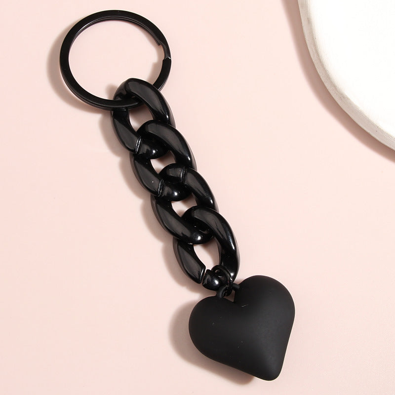 Black Blue Chain Love Heart Xiaohongshu Car Key Ring Hanging Ornaments LadyShow.Store
