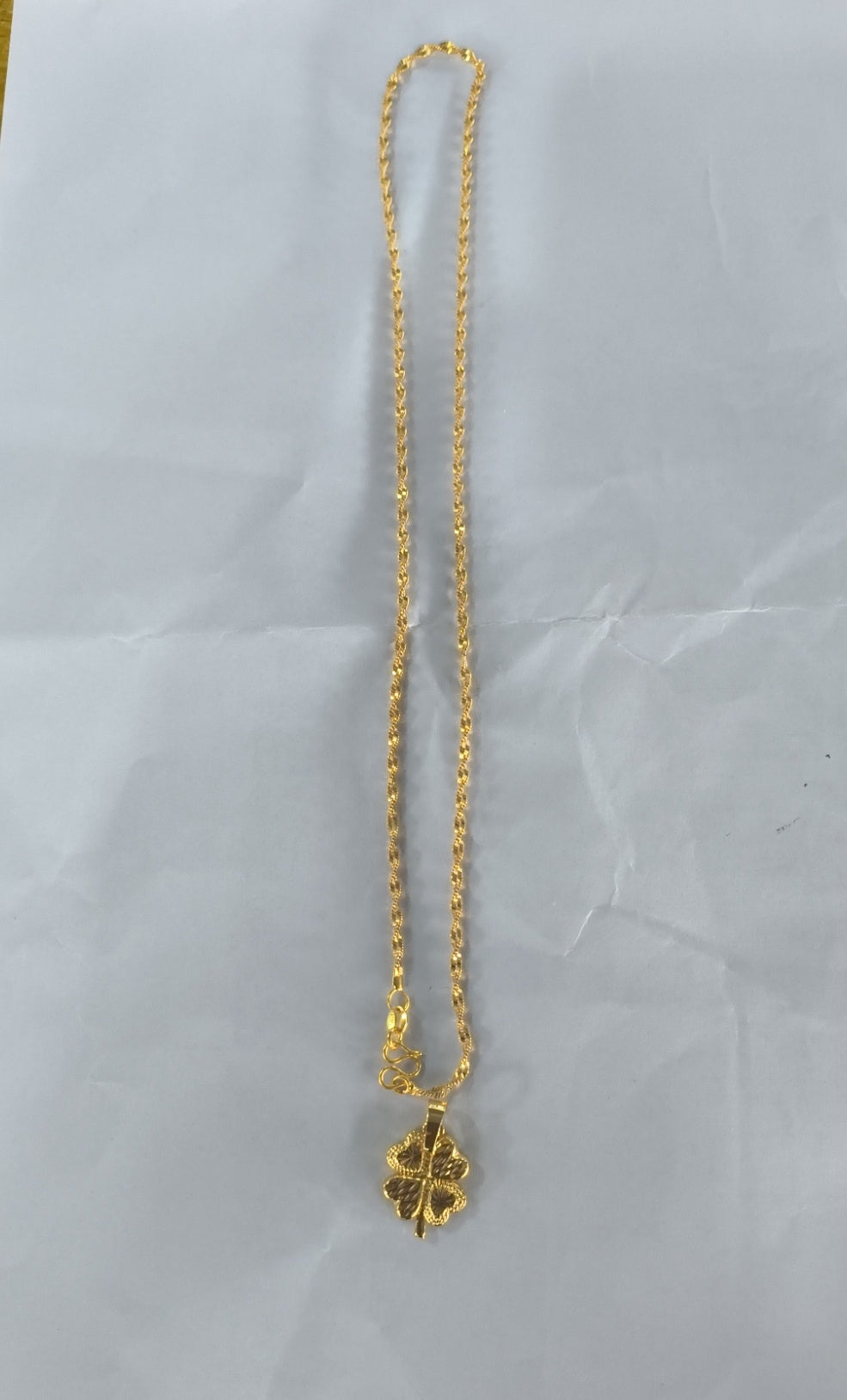 Gold-plated Brass Pendant Necklace For Women, Water Wave Textured Collarbone Chain LadyShow.Store