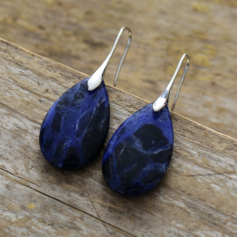 Bohemian Natural Stone Water Drop Pendant Earrings LadyShow.Store