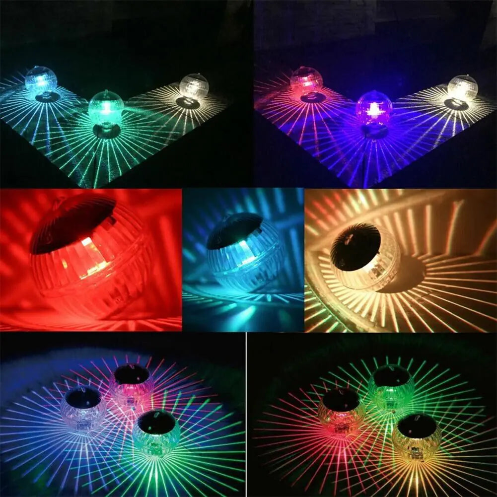 Outdoor Solar LED Floating Light Garden Pond Pool Lamp Rotating RGB Color Change