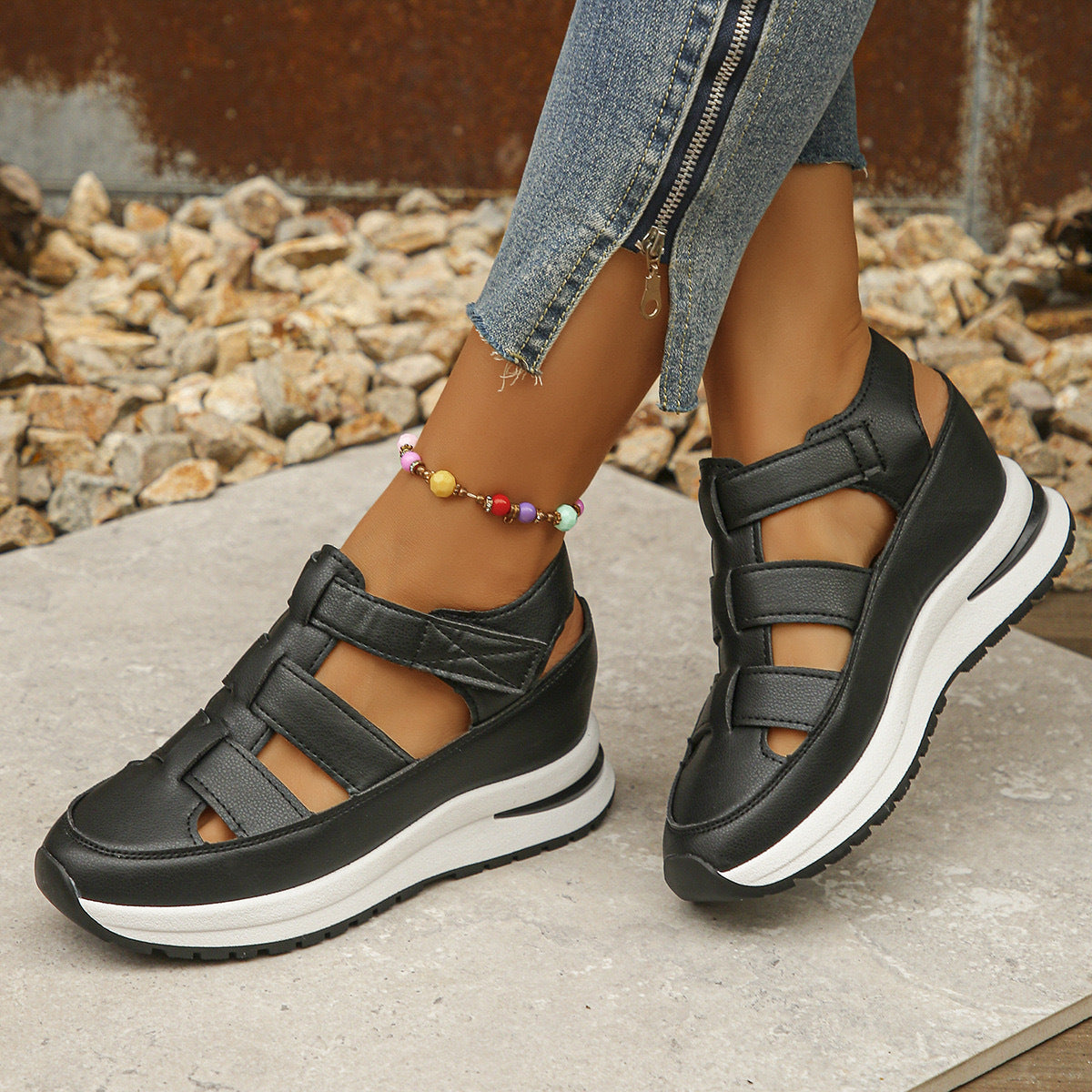 Summer Wedge Baotou Hollow Women's Breathable Shoes CJD