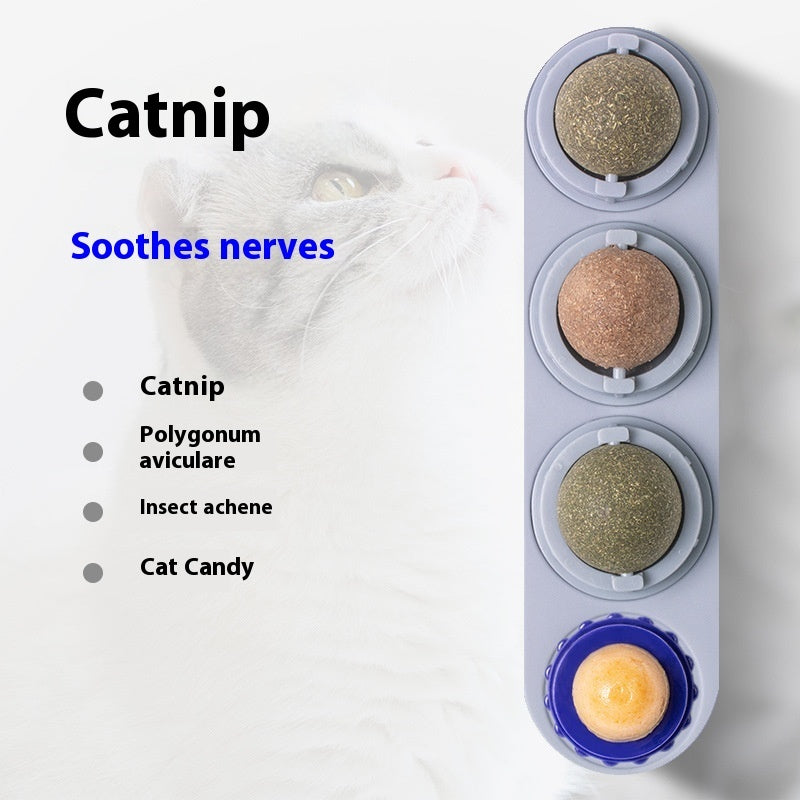 4 In 1 Rotating Catnip Silver Vine Ball Teeth Cleaning Acne Prevention Digestive Health Wall Stick On Toy Edible Safe Material Pets Fashion