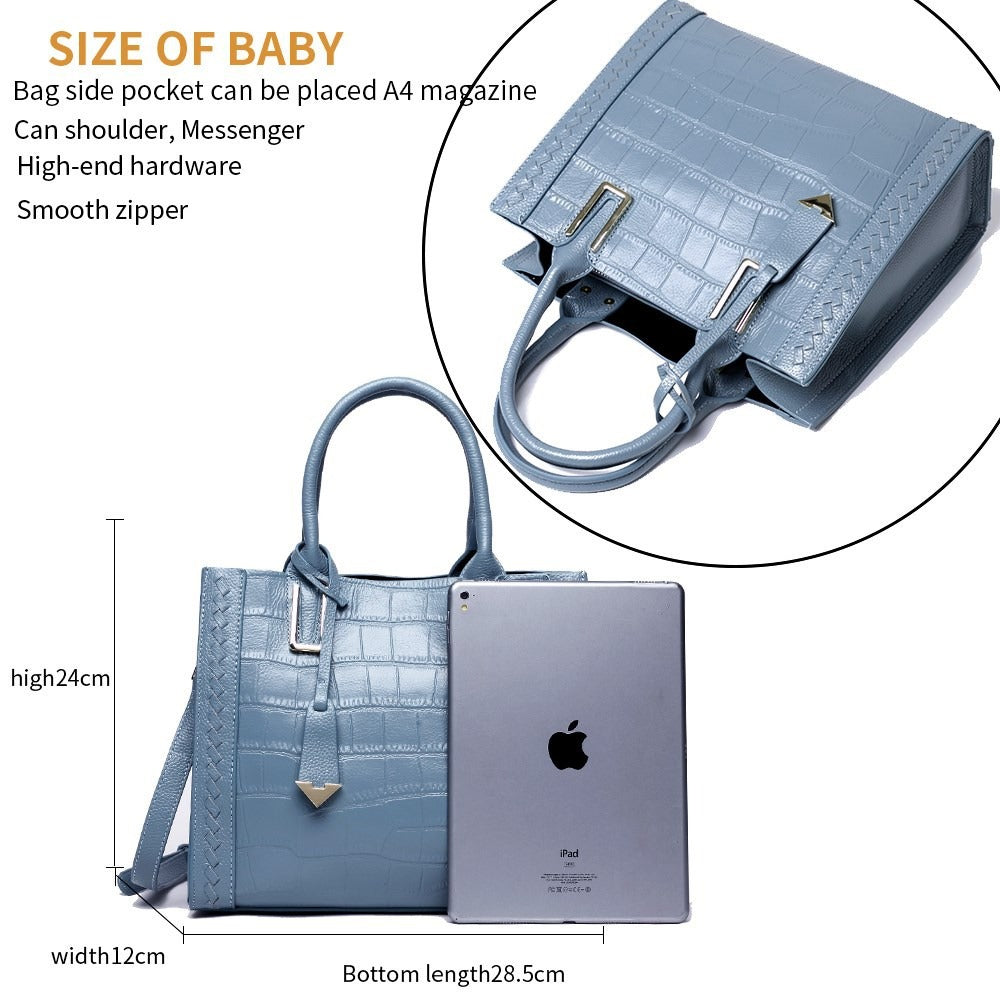 Pattern Woven Leather Tote Handbag for Women LadyShow.Store