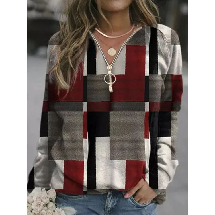 Women's Tops Checkered Sweaters Fleece Jackets