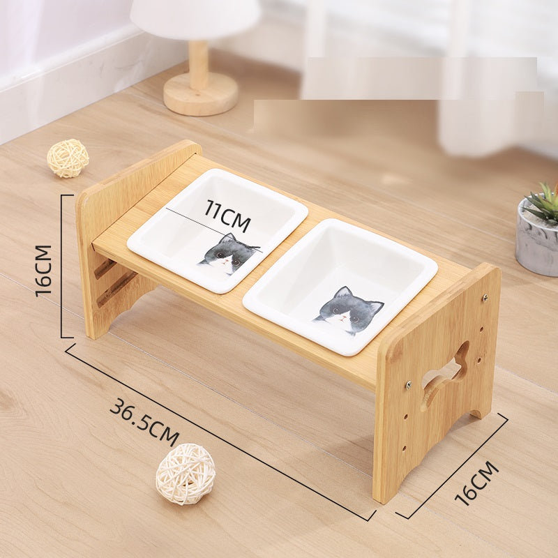 Adjustable Cat Bowl Dog Bowl Neck Protector Pet Supplies Pets Fashion