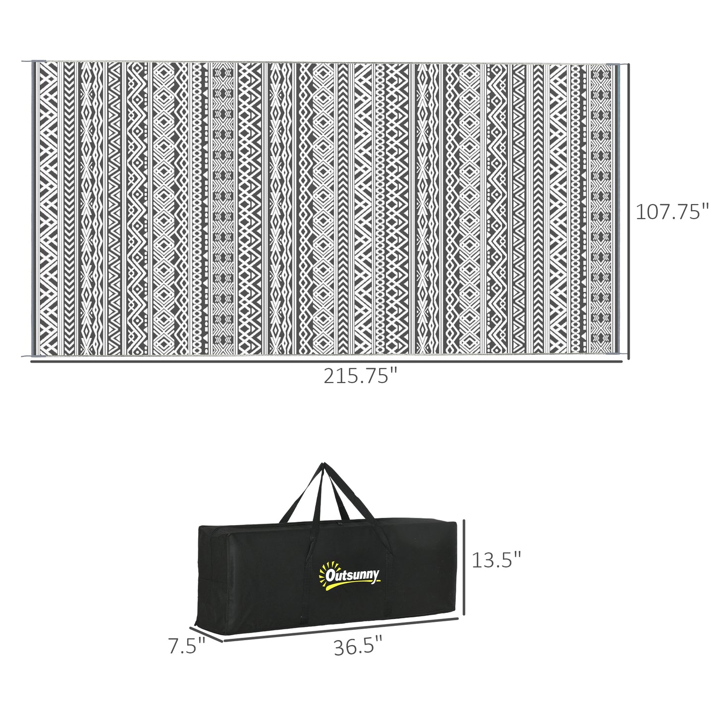 Reversible Outdoor Rug Carpet RV Camping Rugs with Carry Bag