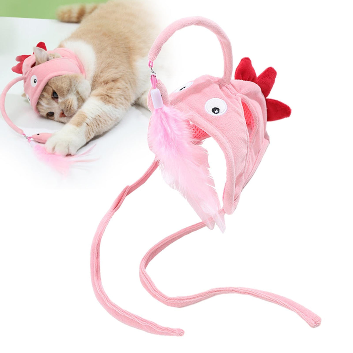 New Head Wearing Feather Funny Cat Stick Funny Cat Toy Stick Gray Big Eye Pet Toys Pet Products Pets Fashion
